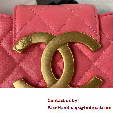 Chanel Lambskin  &  Gold-Tone Metal Small Messenger Bag AS4609 FUCHSIA 2024